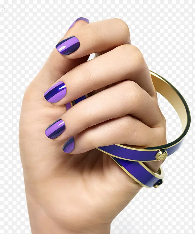 蓝紫色美甲手