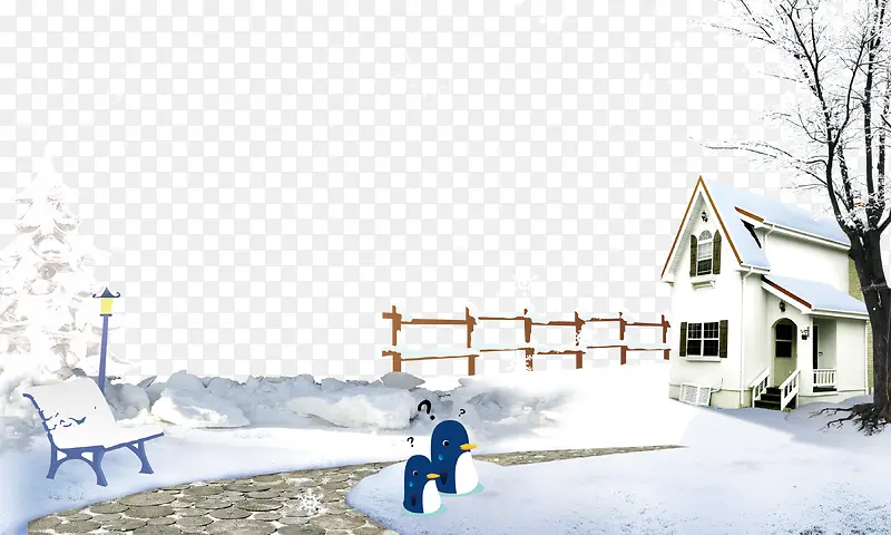 雪房子前面的企鹅