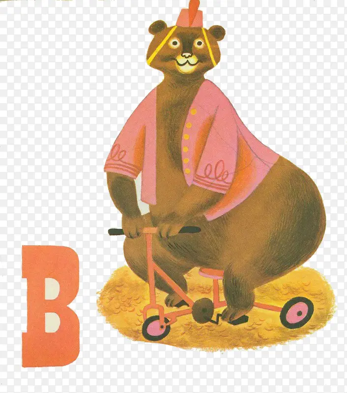 骑脚踏车的胖熊与字母B