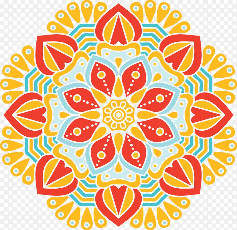 红黄色宗教的花纹