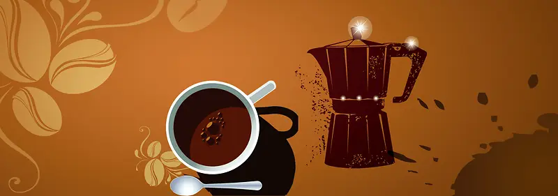 咖啡剪影深色背景banner