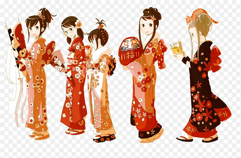 穿着和服的日本女孩