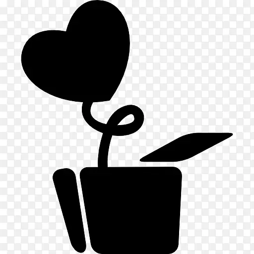 爱植物，心形的叶片在锅图标