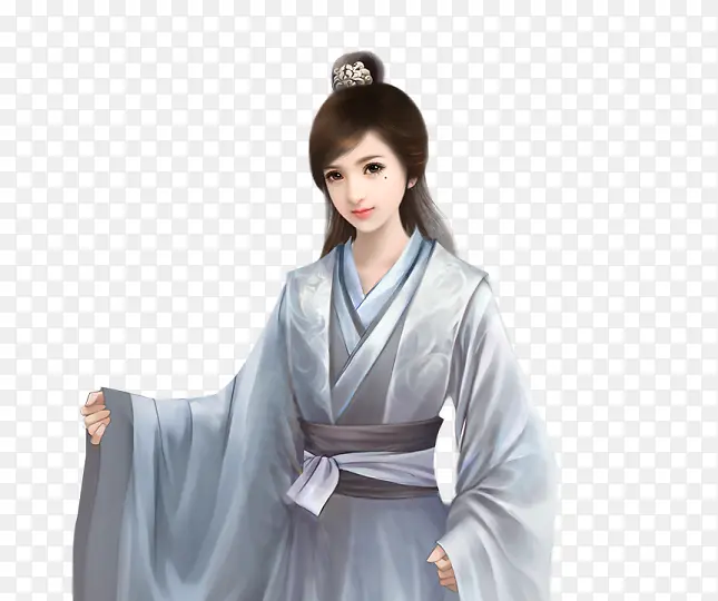 白衣女扮男装手绘古风