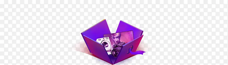 紫色礼物盒子相机相片