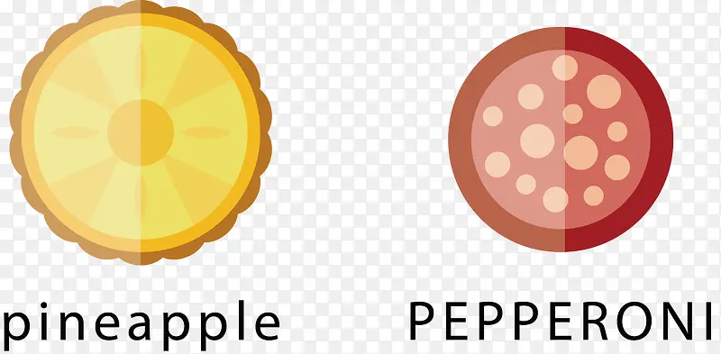 矢量手绘扁平披萨配料