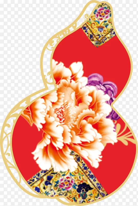 红色春节花朵葫芦
