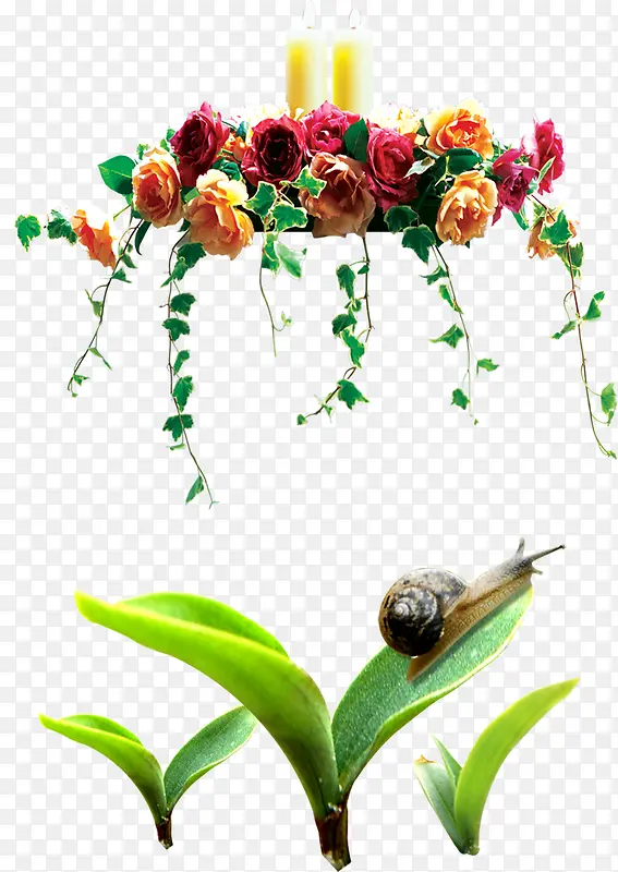 花朵蜗牛花园装饰元素