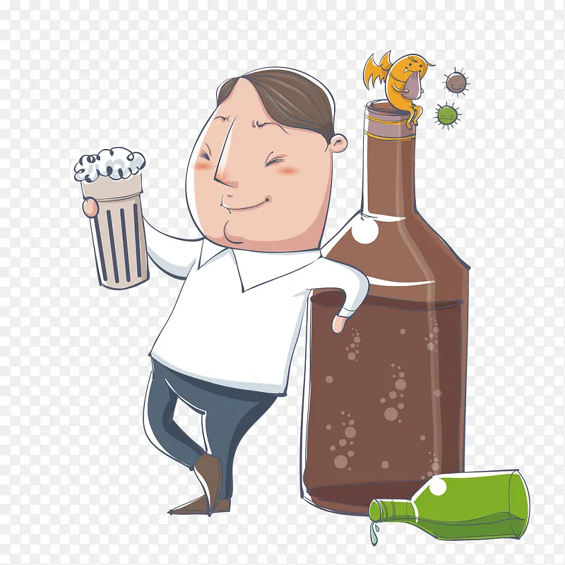 喝啤酒的男子