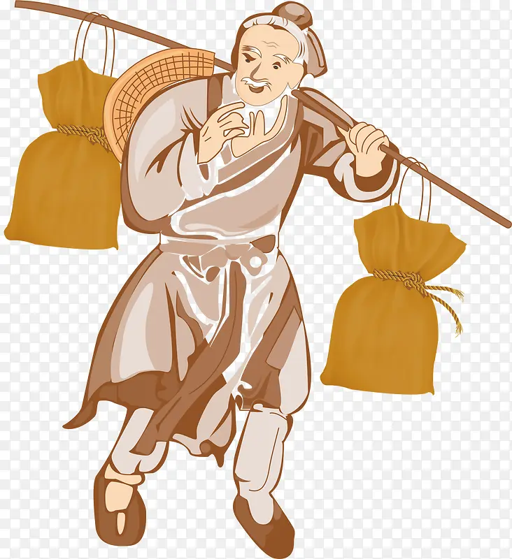 挑扁担的老头PNG图片素材下载_图片编号yezpdgde-免抠素材网