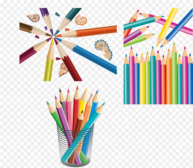 五颜六色的彩色铅笔矢量素材