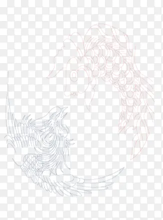 凤凰和鱼   背景底色