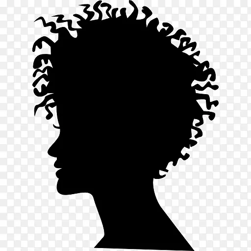 女人的头部轮廓短卷曲的发型图标
