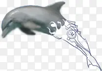 黑白水墨鲸鱼创意