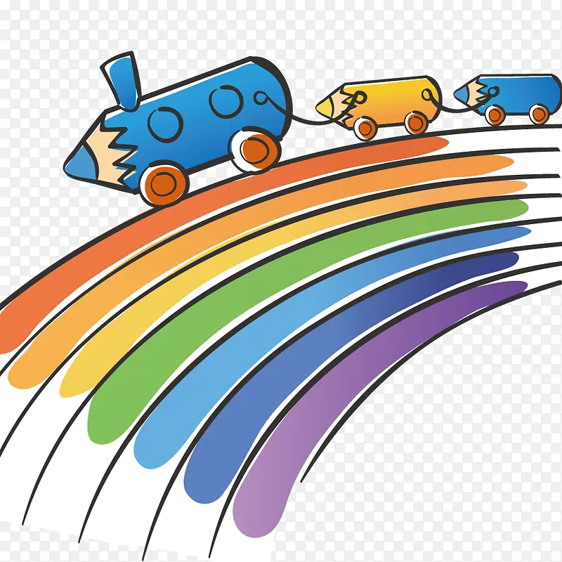 彩虹上的铅笔火车