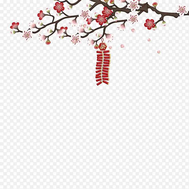 桃花枝上的鞭炮