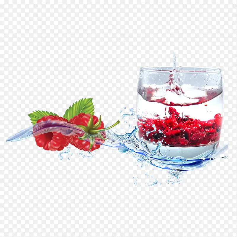夏季清爽水纹蔓越莓果汁饮料