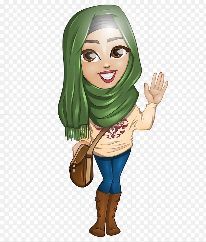 卡通手绘阿拉伯头巾美女