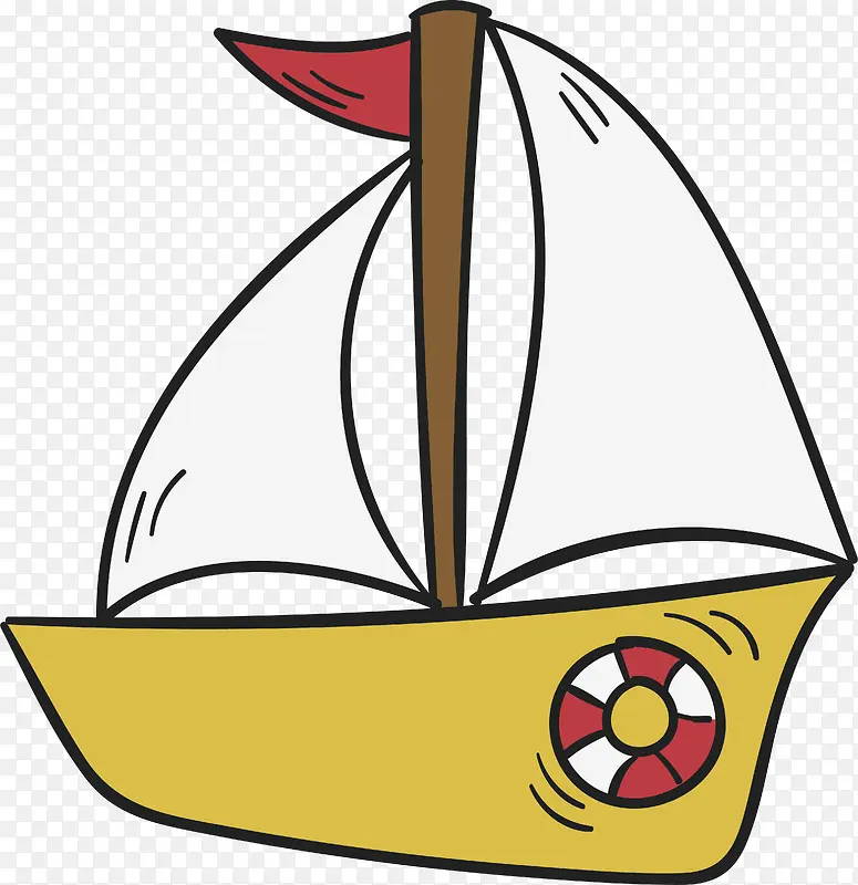 黄色手绘帆船