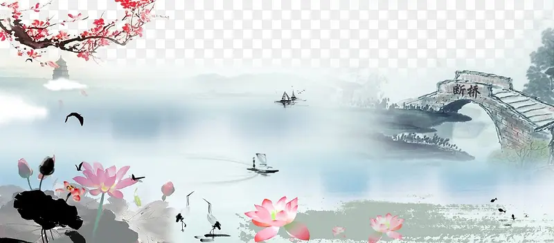 中国风水墨西湖