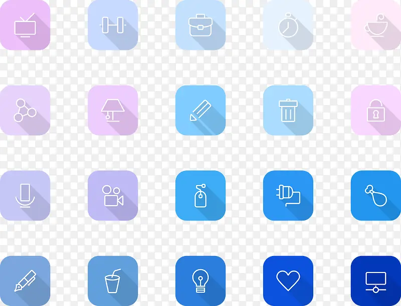 马卡龙色扁平UI图标APP