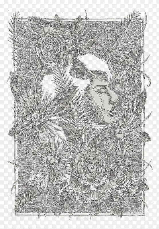 手绘线条花卉图案背景
