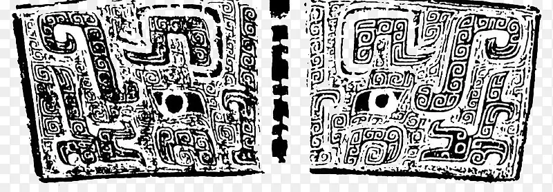 黑白古代青铜器对称图案