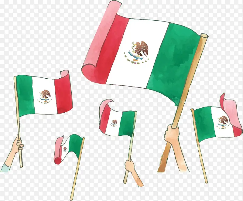 手绘风高举墨西哥国旗
