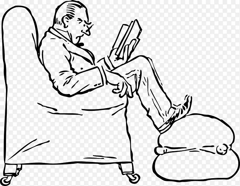 手绘座椅中年人休闲看书