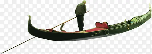 油画湖面上的小舟与老人