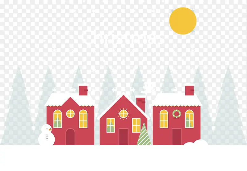 雪地上的红色圣诞小屋