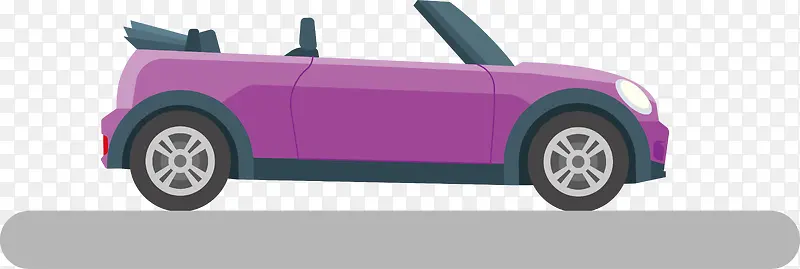 卡通复古敞篷紫色汽车