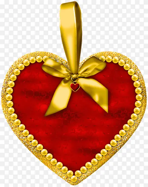 金色丝带包裹的心形礼盒