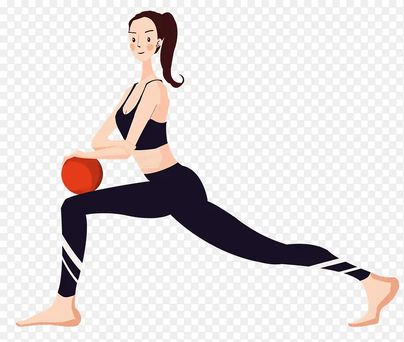 手绘人物插图做瑜伽健身运动的女