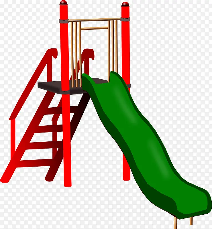 绿色红色的儿童滑梯