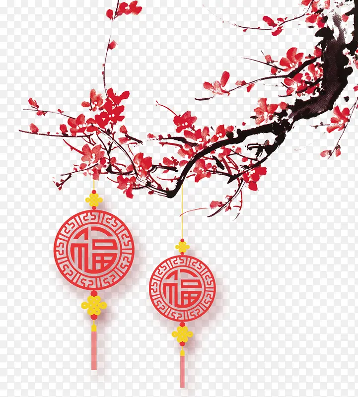 中国风红色梅花挂饰PNG图片素材下载_图片编号qlvawrve-免抠素材网