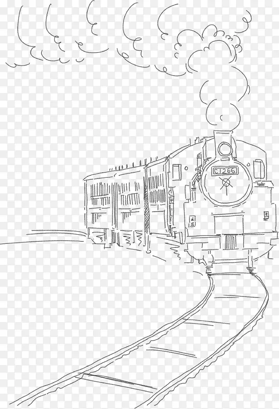 黑色素描手绘火车
