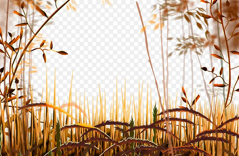 卡通秋天风景干枯枯黄的草丛