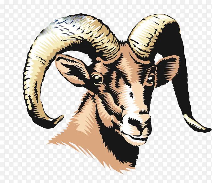 棕色羊头标志平面设计素材