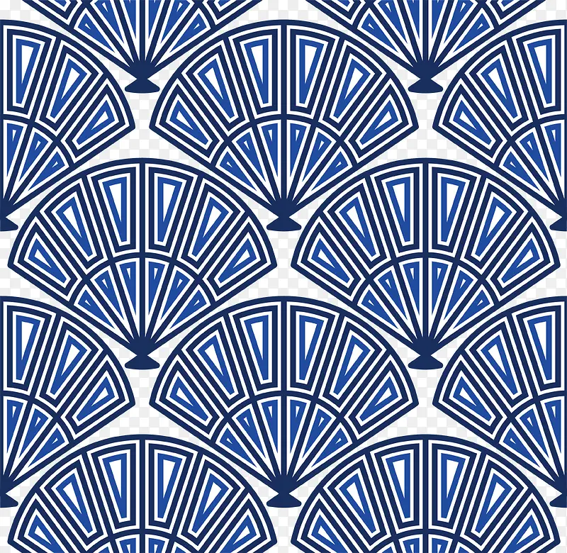 蓝色扇面花纹