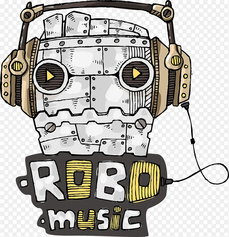 卡通复古音乐机器人