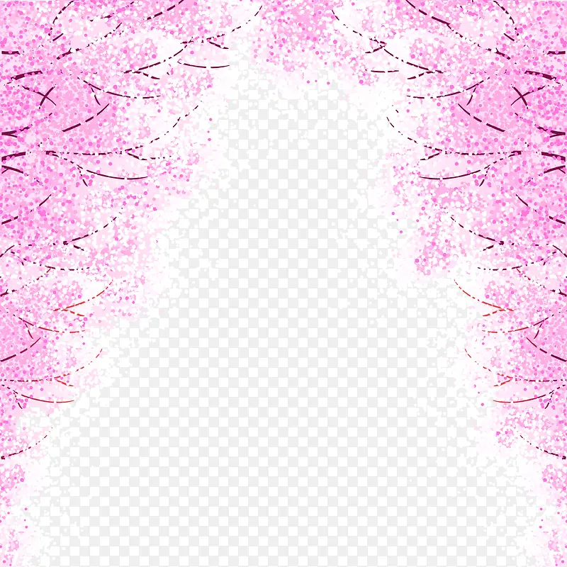 紫色清新樱桃树装饰图案