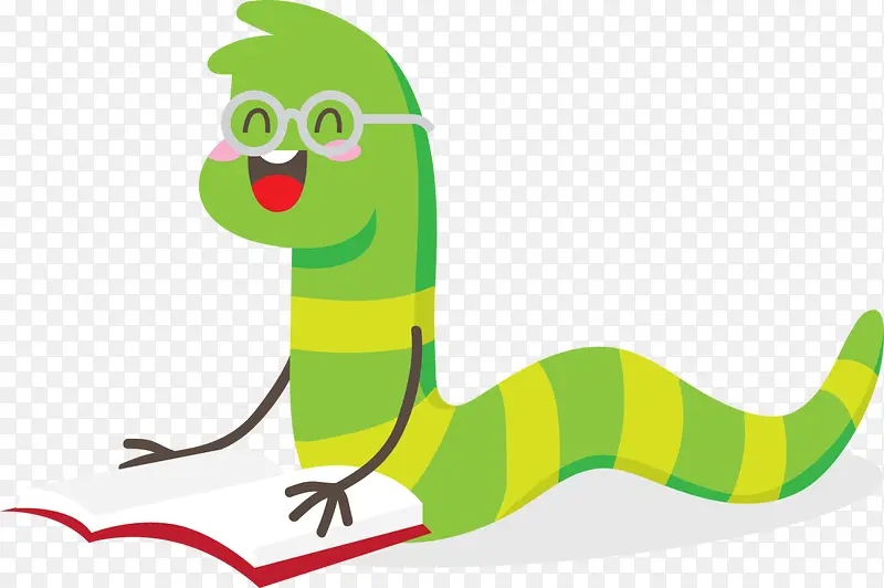 绿色可爱读书书虫