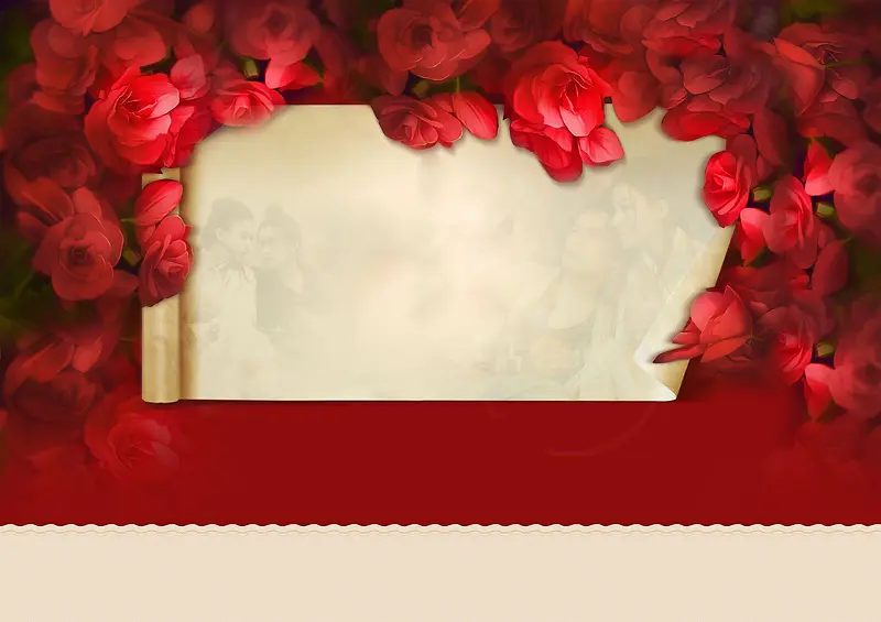 玫瑰印花纸张海报背景七夕情人节
