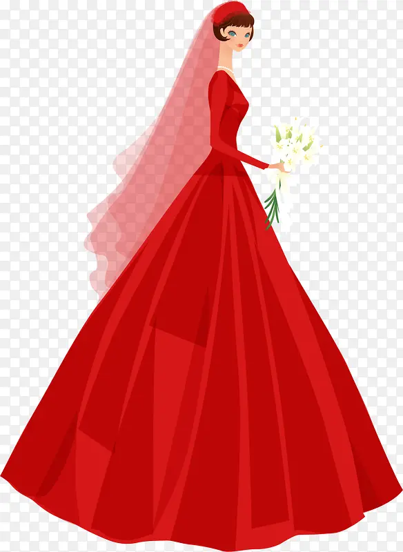 红色美丽婚礼长裙婚纱