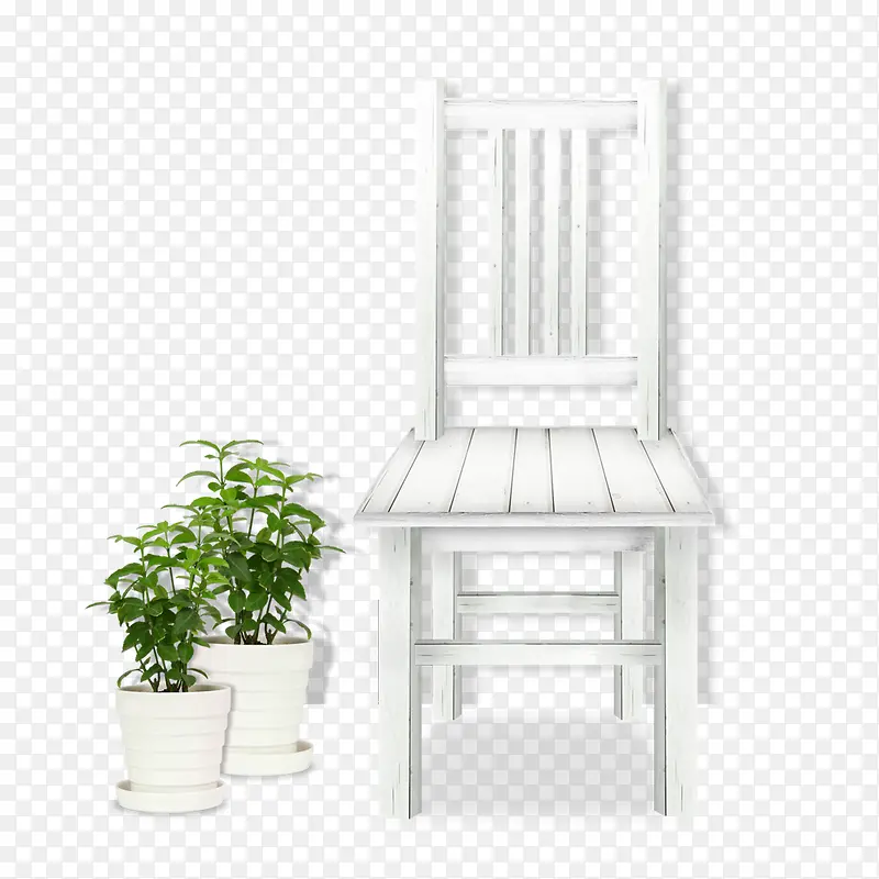 白色原木椅子免抠素材