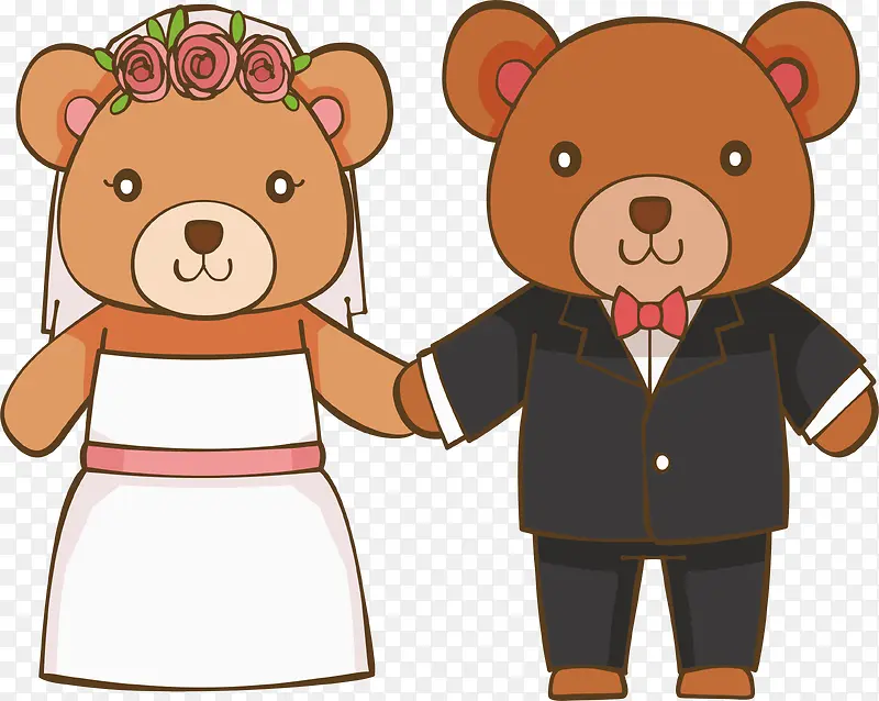 可爱结婚情侣小熊