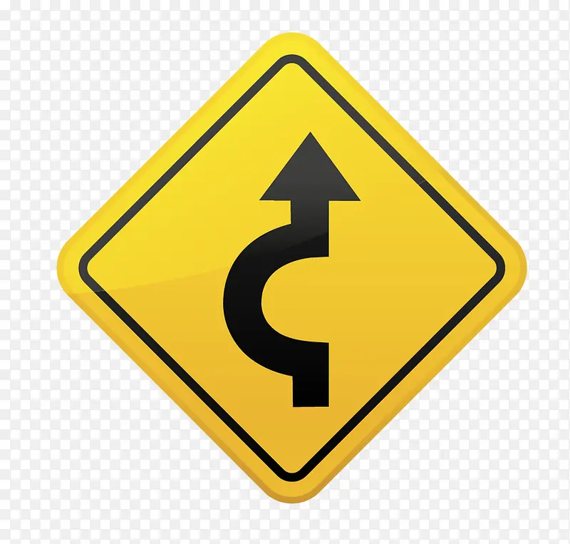 前方绕行黄色标志图案