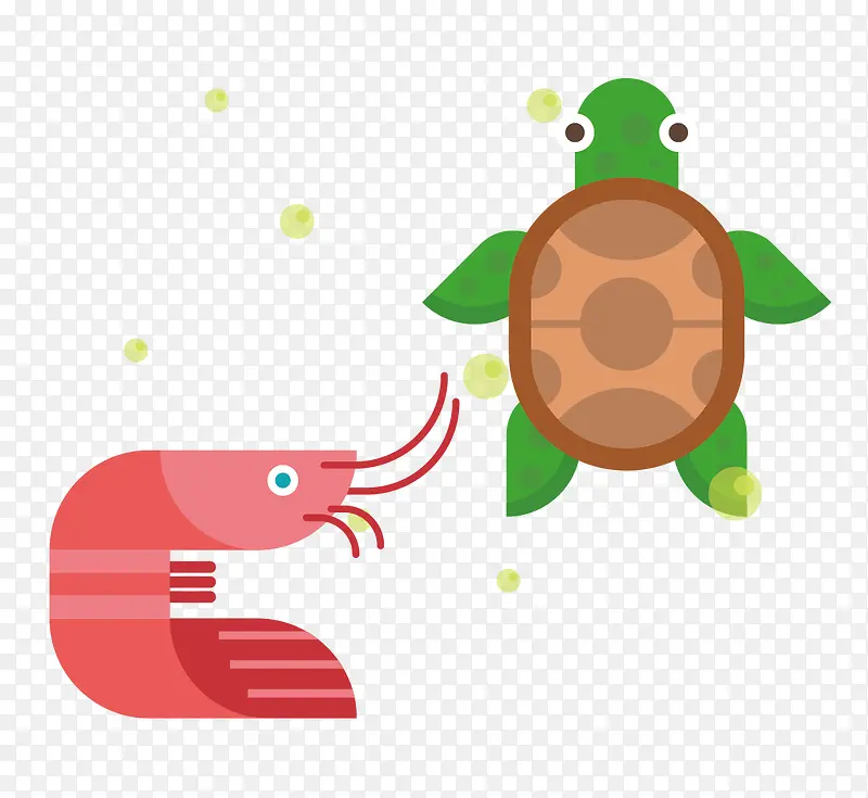 卡通乌龟和龙虾
