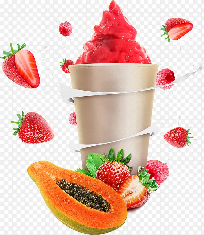 合成创意草莓木瓜
